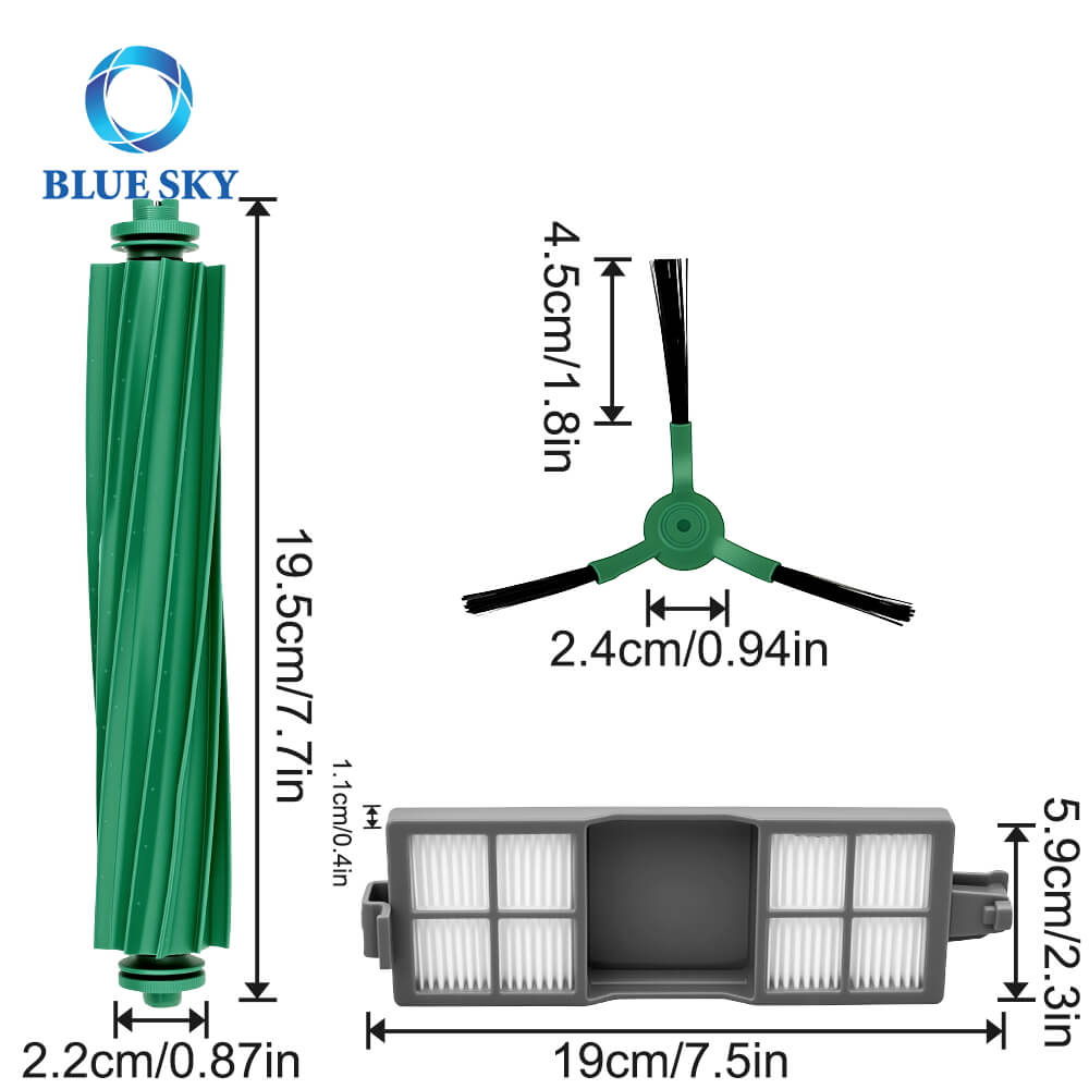 Size of Robot Vacuum Parts Roller Brush Mop Pads Hepa Filters Side Brush for IRobots Roombas Series 205 для IRobots Roombas серии 205. Размер деталей робота-пылесоса. Подушечки для роликовой щетки. Фильтры