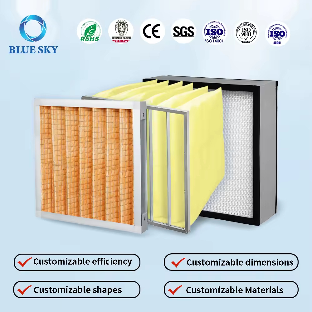 Customized Size 3-Stage Air Filter Set, G1-G4 Pre + F5-F9 Medium + H13 HEPA Filters for Ventilat Комплект трехступенчатых воздушных фильтров индивидуального размера, фильтры G1-G4 Pre + F5-F9 Medium + H13 HEPA-фильтры для Ventilat