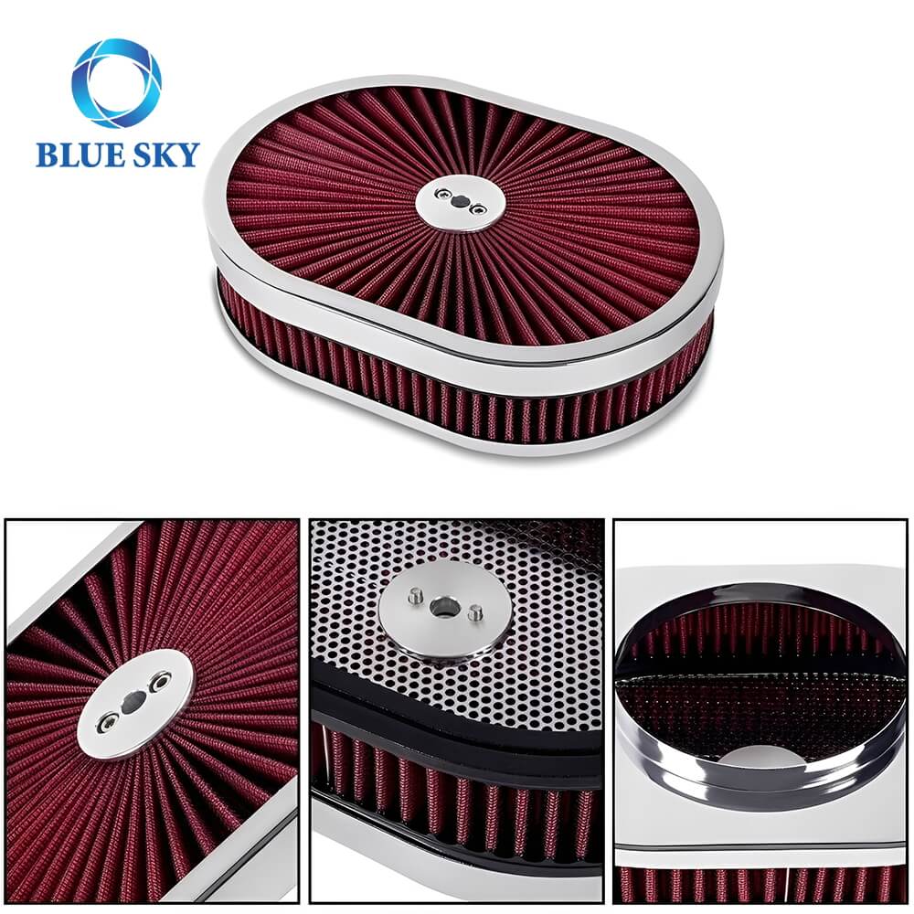 Details of High Performance Customized 12x2 Oval Air Filter Kit for 5-18 Carb Neck Подробная информация о высокопроизводительном индивидуальном комплекте овального воздушного фильтра 12x2 для карбюраторной горловины 5-18