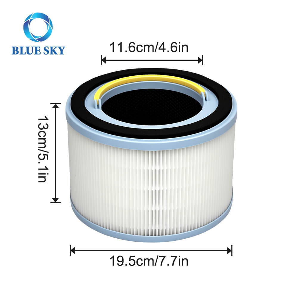 Size of H13 Grade 3-in-1 True HEPA Filter & Activated Carbon Filter LAP-B851S Filter Replacement for LEVOIT Sprout Air Purifier Размер фильтра HEPA 3-в-1 класса H13 и фильтра с активированным углем LAP-B851S, замена фильтра для очистителя воздуха LEVOIT Sprout