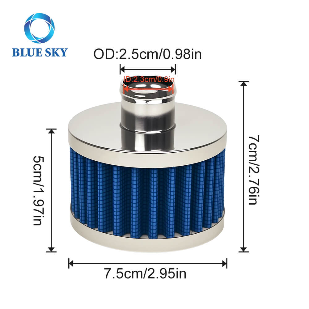 Size of 23MM High Flow Air Filter Cold Breather Turbo Vent Cleaner Crankcase Vent Cover Mini Breather Filter Motorcycle AIr Filter Размер воздушного фильтра с высоким расходом 23 мм Холодный сапун Турбо-вентиляционный очиститель Крышка вентиляционного отверстия картера Мини-фильтр сапуна