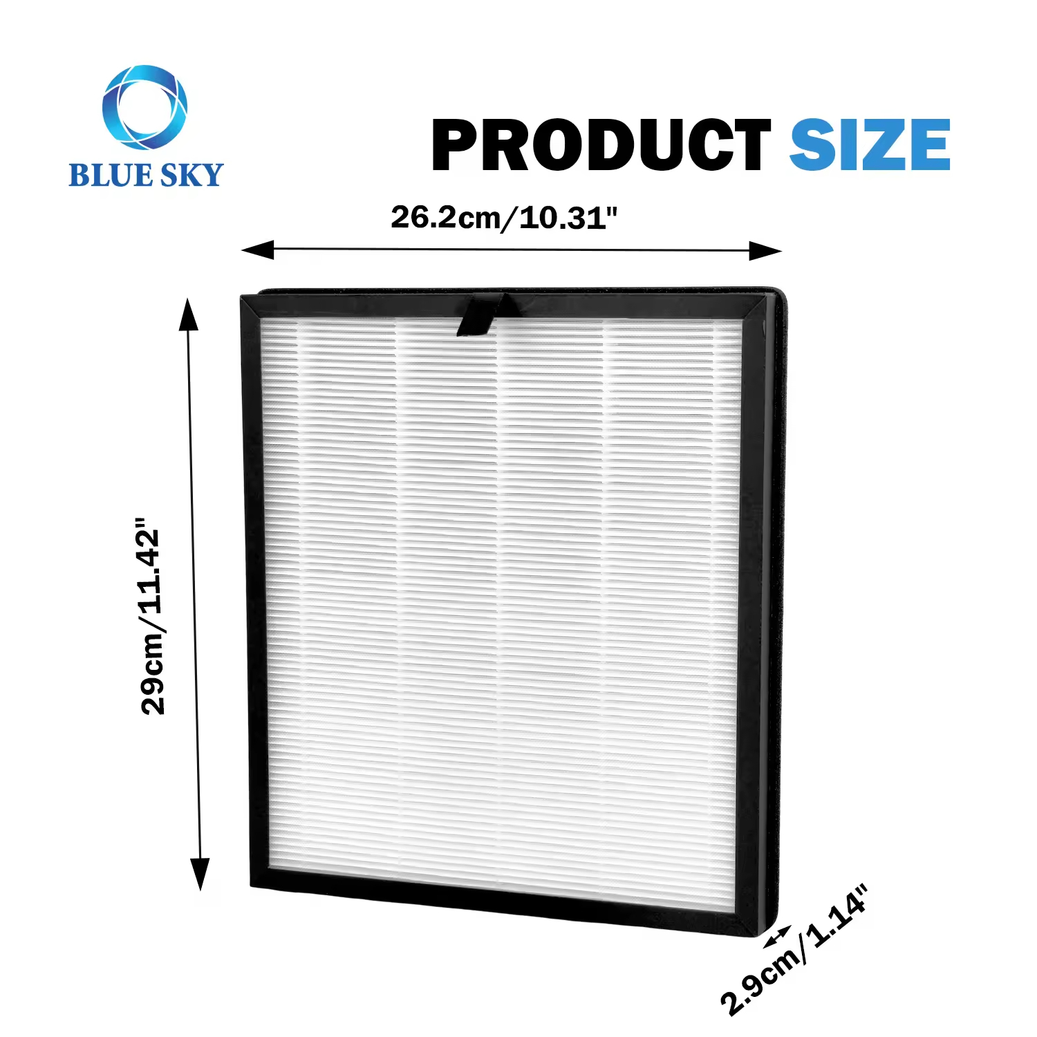 Size of 3-in-1 True HEPA Activated Carbon Replacement Filter HAP603 Compatible with ECOSELF HAP603 Размер сменного фильтра с активированным углем HEPA 3-в-1 HAP603, совместимого с ECOSELF HAP603.