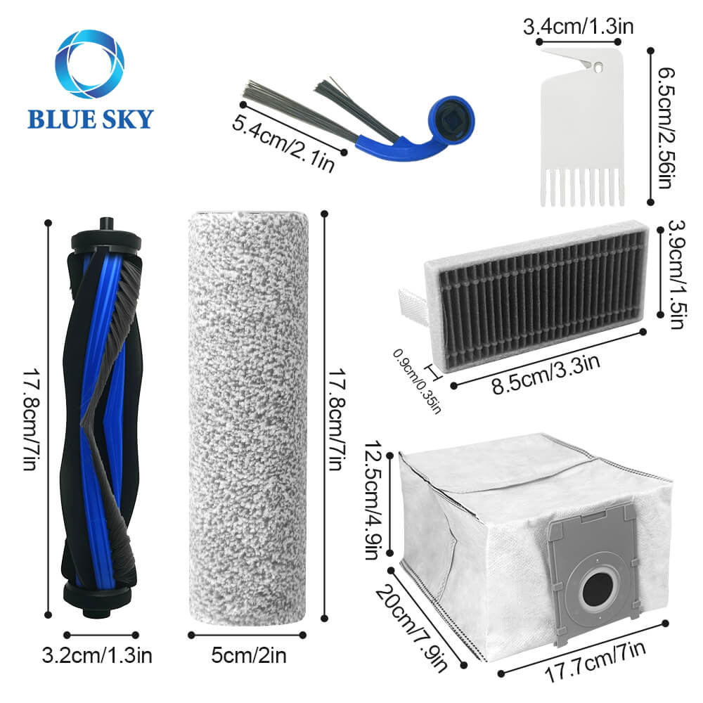 Size of HEPA Filter, Main Brush, Side Brushes, Dust Bag for Ecovacs Deebot T80 Omni T80 Robotic Vacuum Cleaner Размер HEPA-фильтра, основной щетки, боковых щеток, мешка для пыли для Ecovacs Робот-пылесос Deebot T80 Omni T80