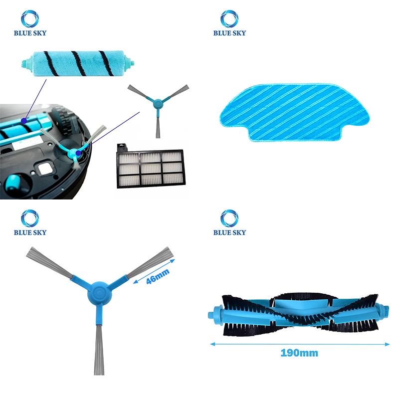 Основная щетка, боковая щетка, фильтр, запасные части для швабры, запасные части для роботов-пылесосов Conga 4090