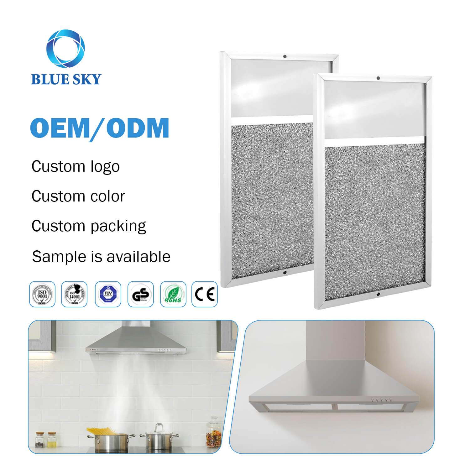 SR610027 Оптовая продажа, фильтр для вытяжки, фильтр для жира, алюминиевая сетка, фильтр для вытяжки для линз Broann R610027