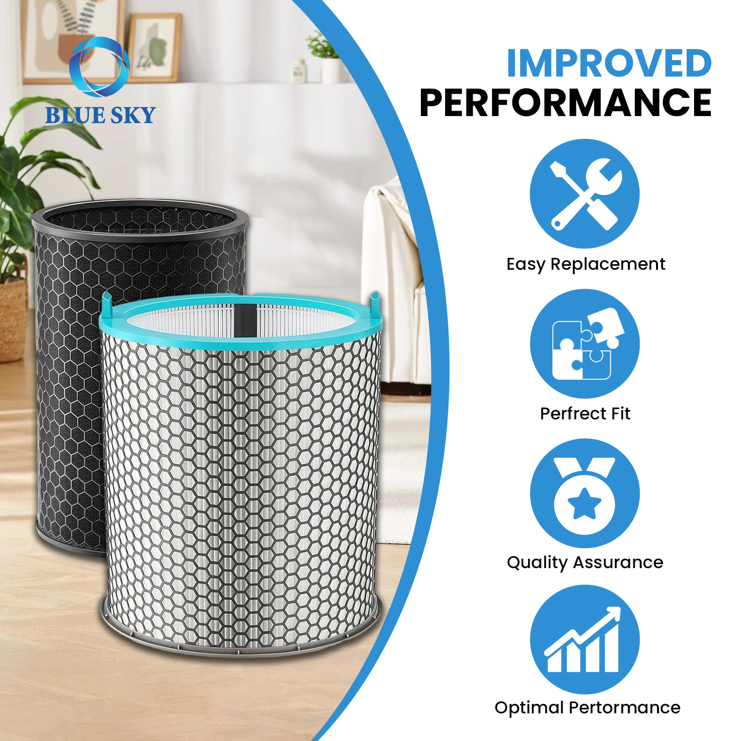 Сменный угольный фильтр HEPA для очистителя воздуха HJ10 HushJet — высокоэффективный фильтр очистителя воздуха 3-в-1