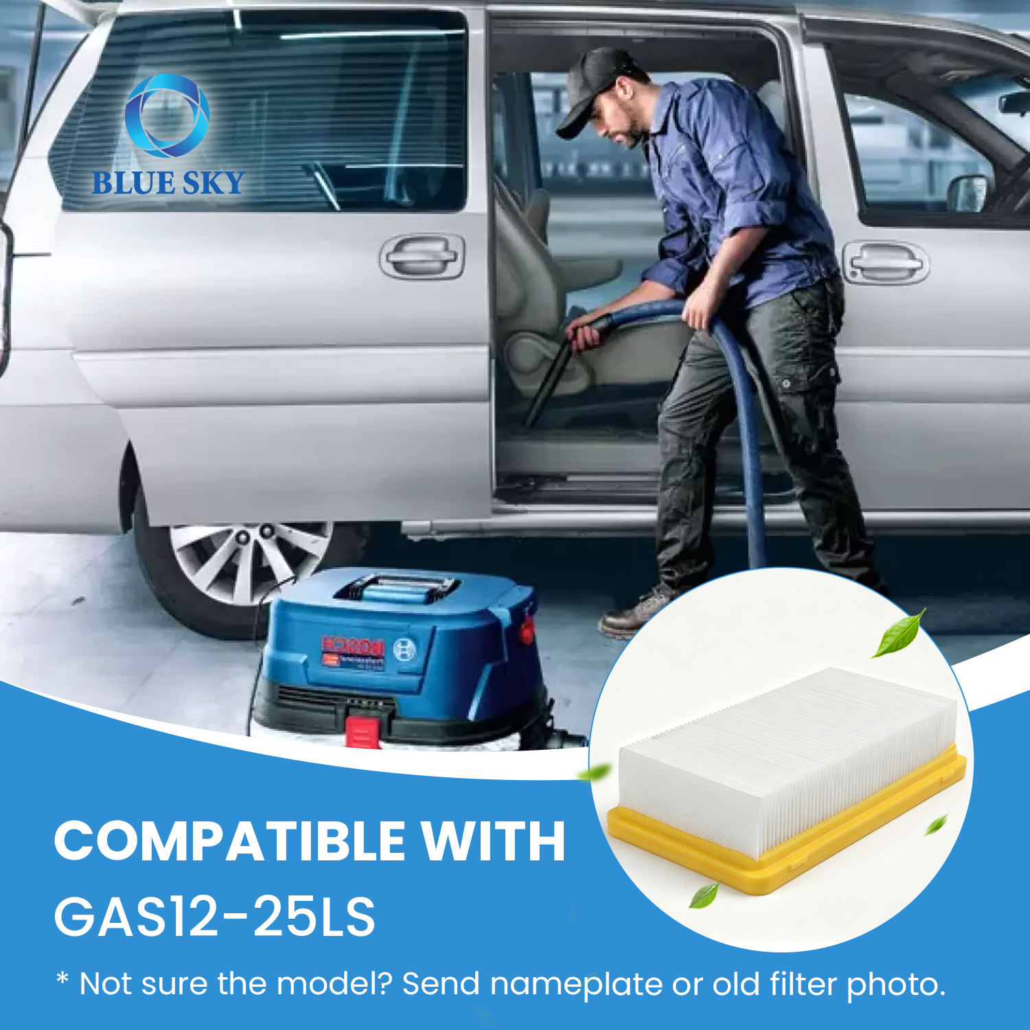 Сменный плоский складчатый фильтр 2608001245 подходит для Boschs GAS 12-25 LS