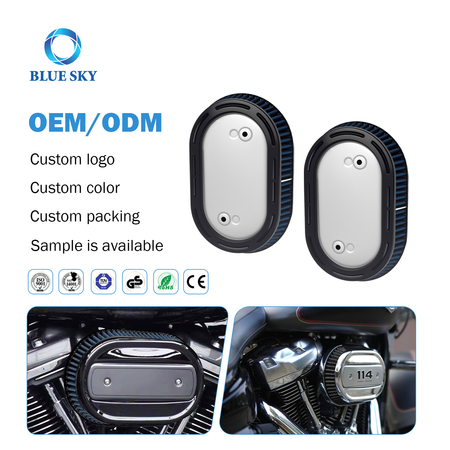 Изготовленный на заказ воздушный фильтр для Harley Softail 2018+ Milwaukee Eight 107 114, двигатель, поставщик воздушного фильтра для мотоцикла