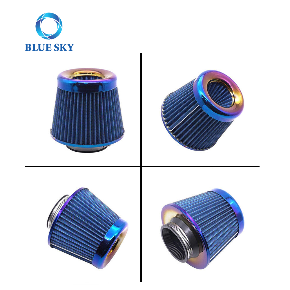 Универсальный автомобильный двигатель Bluesky, модифицированный воздушный фильтр, 3 дюйма, 76 мм, высокий поток, холодный воздух, короткий поршень, автомобильный впускной фильтр