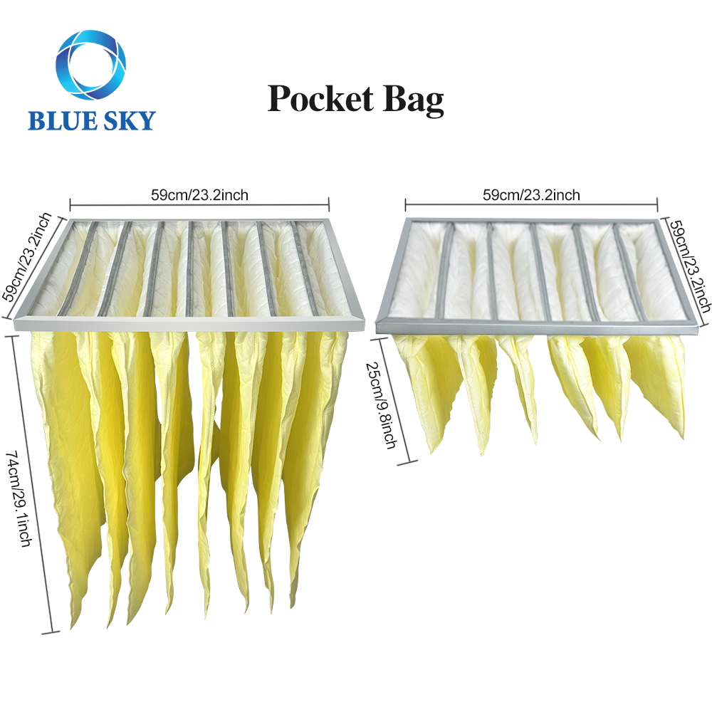 590*590 мм карманный фильтр-мешок для систем отопления, вентиляции и кондиционирования воздуха из синтетического волокна F5 F6 F7F8