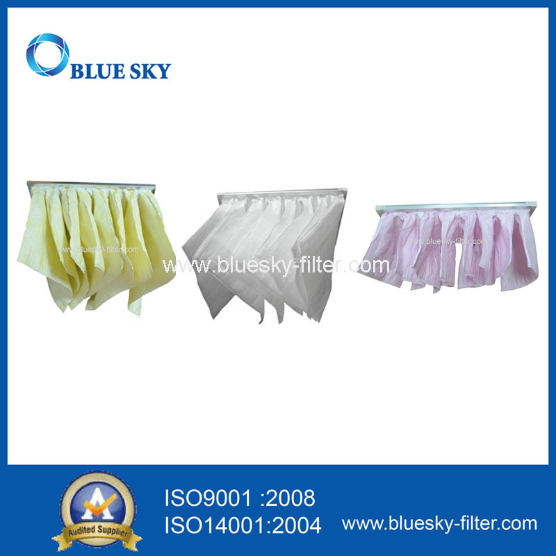 мешки воздушного фильтра кармана синтетического волокна Ф7 592*295*525мм розовые для системы вентиляции кондиционирования воздуха