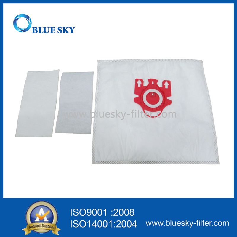 Белые синтетические волокна Красные пластиковые мешки для пыли с воротником для пылесоса Miele FJM
